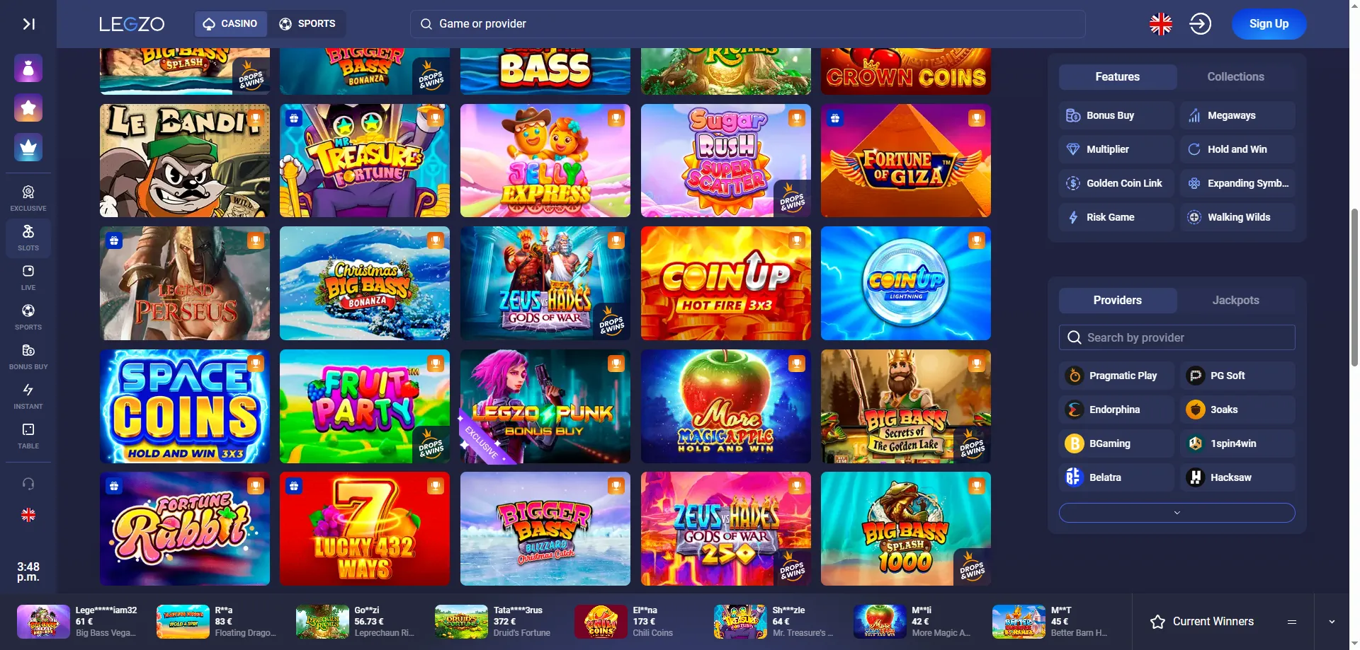 Legzo Casino slotim&auml;ngud &ndash; &uuml;le 3000 m&auml;ngu top pakkujatelt